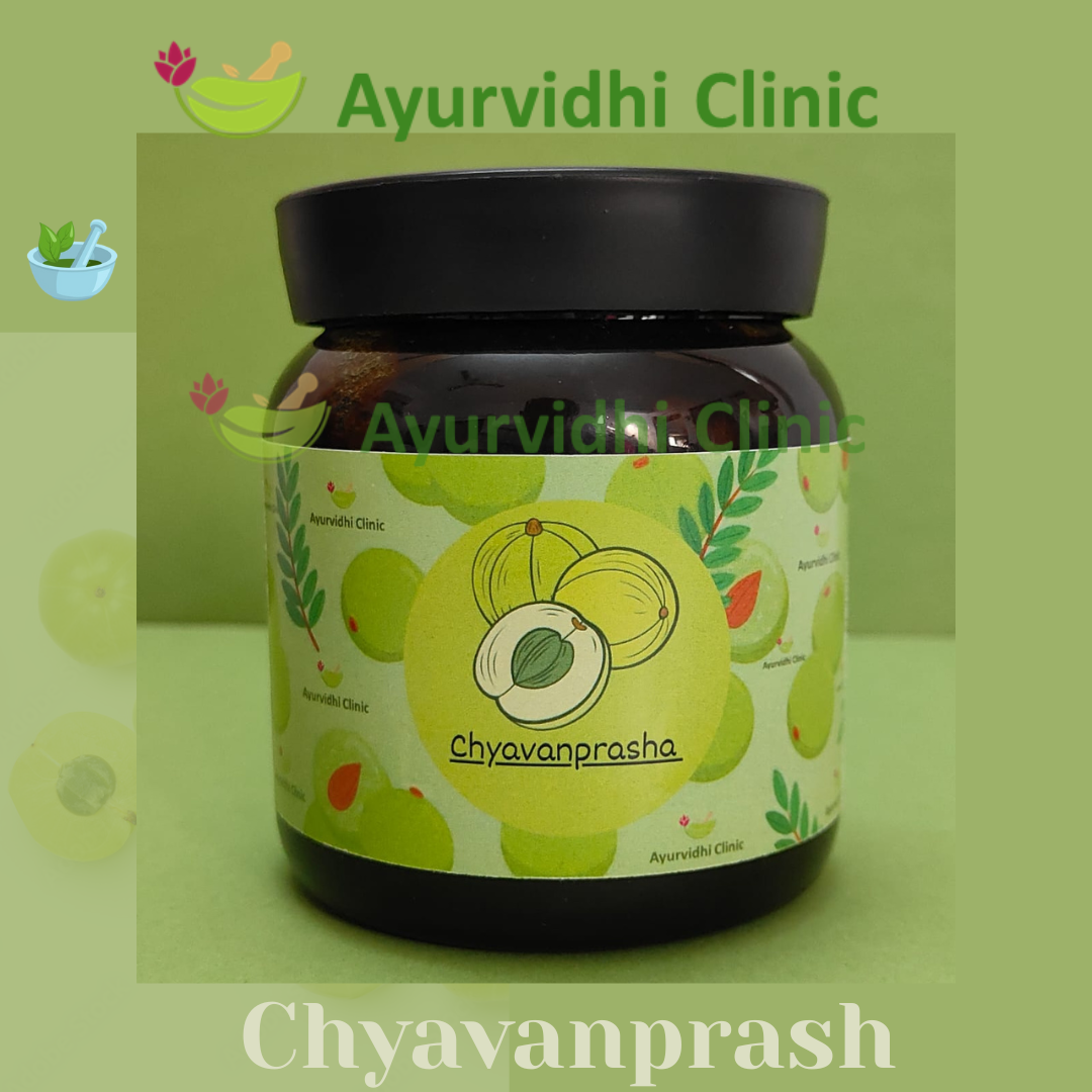Jar of Chyavanprash by Ayurvidhi Clinic with real Aamla