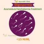 Oligospermia (low sperm count below 15 million/ml) illustrated with sperm cells — Ayurvedic & Panchakarma treatment for male infertility at Ayurvidhi Clinic
