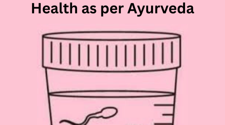 llustration of a semen sample container with sperm cells highlighting habits that negatively affect sperm health as per Ayurveda at Ayurvidhi Clinic.
