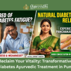 Man experiencing diabetes fatigue and stress alongside Ayurvedic doctor offering natural diabetes relief with Panchakarma treatment in Pune